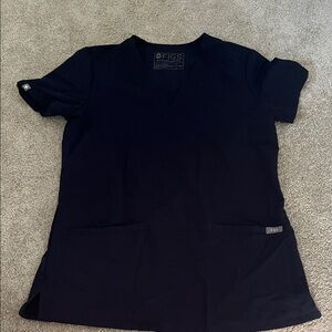 Figs Women's Navy V-Neck Short Sleeve Top